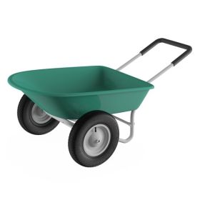 2-Wheeled Garden Wheelbarrow– Large Capacity Rolling Utility Dump Cart for Residential DIY Landscaping;  Lawn Care and Remodeling