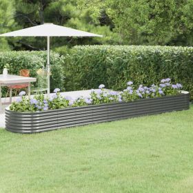 Garden Raised Bed Powder-coated Steel 173.2"x31.5"x14.2" Gray