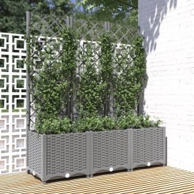 Garden Planter with Trellis Light Gray 47.2"x15.7"x53.5" PP