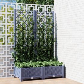 Garden Planter with Trellis Dark Gray 31.5"x15.7"x47.8" PP