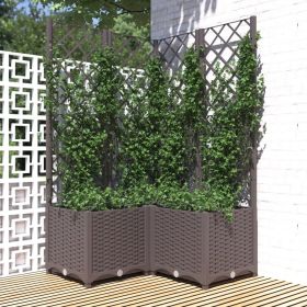 Garden Planter with Trellis Brown 31.5"x31.5"x53.5" PP