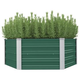 Raised Garden Bed 50.8"x50.8"x18.1" Galvanized Steel Green