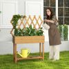 Wooden Raised Garden Bed Mobile Elevated Planter Box with Trellis