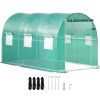 VEVOR Walk-in Tunnel Greenhouse, 12 x 7 x 7 ft Portable Plant Hot House w/ Galvanized Steel Hoops, 1 Top Beam, Diagonal Poles