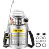 VEVOR 1Gal Stainless Steel, Set with 12" Wand& Handle& 3FT Reinforced Hose, Hand Pump Sprayer with Pressure Gauge&Safety Valve