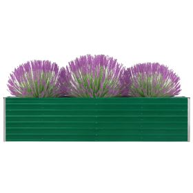 Raised Garden Bed 126"x15.7"x30.3" Galvanized Steel Green