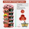 5 Tier Vertical Stackable Planter Garden Tower Stackable Planter Outdoor Gardening Pots for Strawberries Flowers Herbs Vegetables