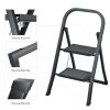 2 Step Ladder, Step Stool for Adults, Folding Step Stool with Wide Anti-Slip Pedal, Sturdy Steel Ladder