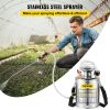 VEVOR 1Gal Stainless Steel, Set with 12" Wand& Handle& 3FT Reinforced Hose, Hand Pump Sprayer with Pressure Gauge&Safety Valve