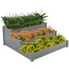 48.6 x 48.6 x 21in Raised Garden Bed Horticulture Outdoor Elevated Flower Box Tiered Garden Bed Wooden Vegetables Growing Planter for Backyard/Patio/G