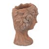 8x9x11.5" Brown Head Bust Planter, Greek Style Cement Head Planter - Indoor Outdoor Home Garden Decor