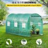 VEVOR Walk-in Tunnel Greenhouse, 12 x 7 x 7 ft Portable Plant Hot House w/ Galvanized Steel Hoops, 1 Top Beam, Diagonal Poles