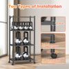 Kitchen Bakers Rack, Heavy Duty Bakers Rack 4-Tier Free Standing Kitchen Storage Shelf Rack Hight Adjustable with Wheels & Feet