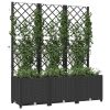 Garden Planter with Trellis Black 47.2"x15.7"x53.5" PP