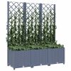 Garden Planter with Trellis Dark Gray 47.2"x15.7"x53.5" PP