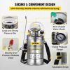 VEVOR 1.5Gal Stainless Steel Sprayer, Set with 16" Wand& Handle& 3.3FT Reinforced Hose, Hand Pump Sprayer with Pressure Gauge&Safety Valve