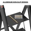 4 Step Ladder, Retractable Handgrip Folding Step Stool with Anti-Slip Wide Pedal, Aluminum Step Ladders 4 Steps, 300lbs Safety Household Ladder