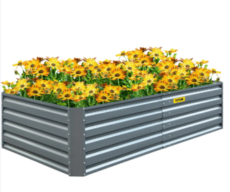 VEVOR Galvanized Raised Garden Bed, 80" x 40" x 19" Metal Planter Box, Gray Steel Plant Raised Garden Bed Kit