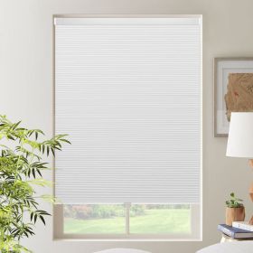 WELLSOURCE Cordless Cellular Shades without Drilling Honeycomb Blinds Blackout for Windows Bed Room, Office Easy to Install Custom Size (Color: White, size: CONTACT US)