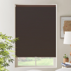 WELLSOURCE Cordless Cellular Shades without Drilling Honeycomb Blinds Blackout for Windows Bed Room, Office Easy to Install Custom Size (Color: Brown, size: CONTACT US)