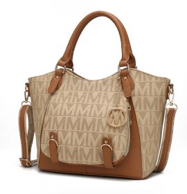 MKF Collection Fula Signature Satchel Bag by Mia k (Material: Polycarbonate, Color: Beige)