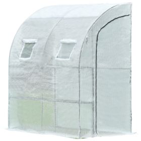 Wall-leaning Walk-in greenhouse- -Green (Color: White)