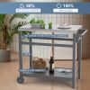 Outdoor Prep Cart Dining Table for Pizza Oven;  Patio Grilling Backyard BBQ Grill Cart