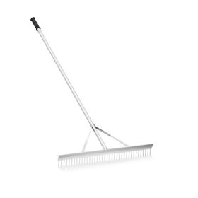 Landscape Rake with Long Handle for Loosening Soil Lawn Care Weeding Lake (Color: Silver, Type: Style A)