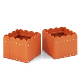 Planter Box with Drainage Gaps for for Front Porch Garden Balcony (Color: Orange, Type: Planter Box)