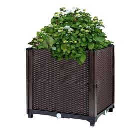 Raised Garden Bed Plant Growth Box with Self-watering System for Garden Patio Balcony Elevated Planter Box for Flowers Vegetables Herbs (size: 30_30_35cm)