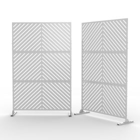 6.5 ft. H x 4 ft. W Outdoor Laser Cut Metal Privacy Screen;  24"*48"*3 panels (Material: Galvanized steel, Color: White)