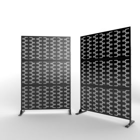 6.5 ft. H x 4 ft. WPatio Laser Cut Metal Privacy Screen;  24"*48"*3 panels (Material: Galvanized steel, Color: Black)