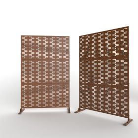 6.5 ft. H x 4 ft. WPatio Laser Cut Metal Privacy Screen;  24"*48"*3 panels (Material: Galvanized steel, Color: Brown)