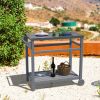 Outdoor Prep Cart Dining Table for Pizza Oven;  Patio Grilling Backyard BBQ Grill Cart