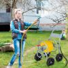 Garden Water Hose Reel Cart with 4 Wheels and Non-slip Grip