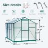 6 x 8 FT Polycarbonate Greenhouse with Roof Vent for Outdoors Gardening Canopy Plants Shed, Silver/Green