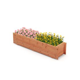 Garden Lawn Fir Wood Planter Box with Drainage Holes (Color: As Pic Show, Type: Style B)